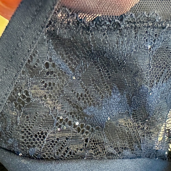 SOMA Sequin Lace Tanga panty navy blue shade Midnight skies cheeky bikini L NWT - Picture 3 of 11